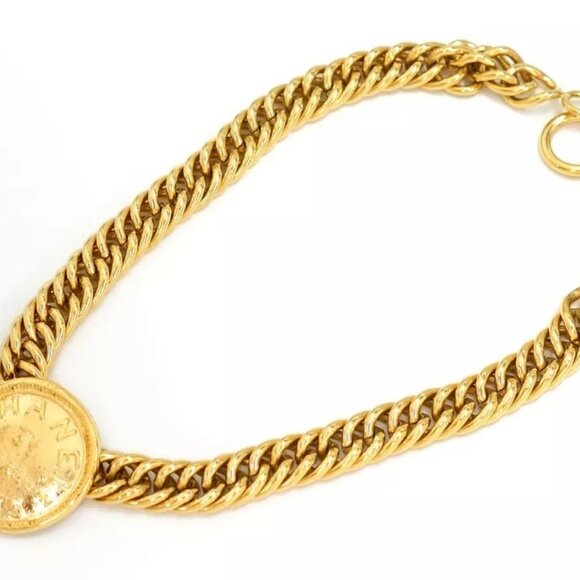 CHANEL 31 RUE CAMBON PARIS Coin Choker Necklace 16" Gold Tone #26244 - Picture 2 of 16